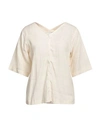 Alpha Studio Woman Top Ivory Size 4 Linen In White
