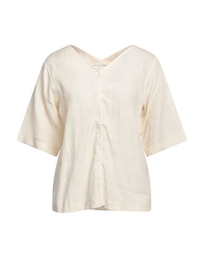 Alpha Studio Woman Top Ivory Size 4 Linen In White