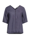 Alpha Studio Woman Top Dark Purple Size 14 Linen