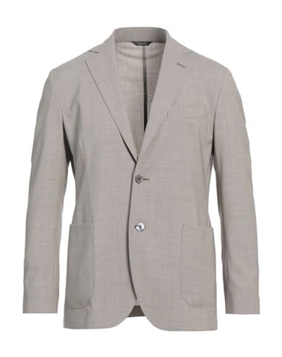 Tombolini Man Blazer Taupe Size 38 Virgin Wool, Elastane In Grey