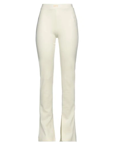 Off-white Woman Pants Pastel Yellow Size 6 Polyamide, Elastane