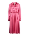 Semicouture Plunging V-neck Midi-dress In Fuchsia