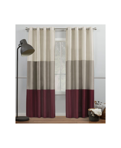 Exclusive Home Curtains Chateau Striped Grommet Top Curtain Panel Pair, 54" X 108" In Red
