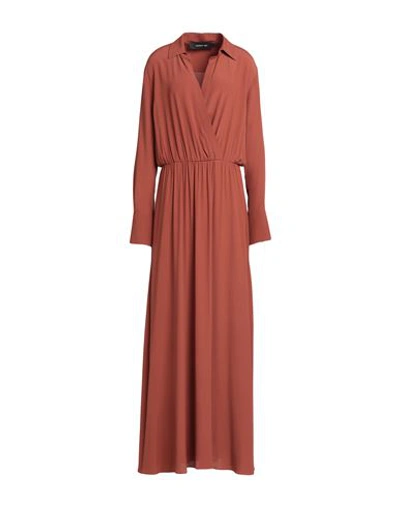 Federica Tosi Woman Maxi Dress Cocoa Size 8 Silk, Acetate In Brown