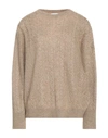 Brunello Cucinelli Woman Sweater Sand Size L Mohair Wool, Polyamide, Wool, Metallic Fiber In Beige