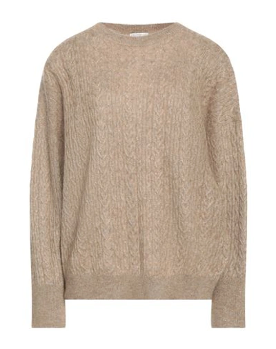 Brunello Cucinelli Woman Sweater Sand Size L Mohair Wool, Polyamide, Wool, Metallic Fiber In Beige
