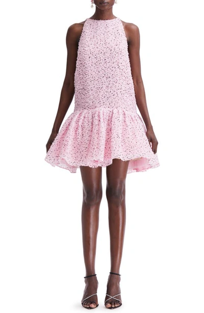 Oscar De La Renta Women's Eyelash Fil Coupe Flounce Minidress In Pink/black