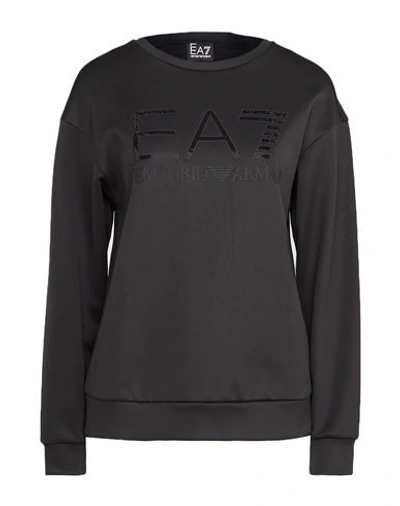 Ea7 Woman Sweatshirt Black Size L Polyester, Cotton, Modal, Elastane