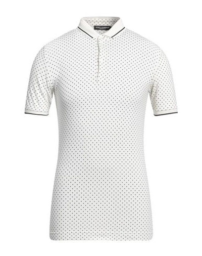 Dolce & Gabbana Man Polo Shirt White Size 34 Cotton, Bovine Leather