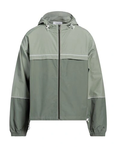 Thom Browne Man Jacket Military Green Size 4 Cotton, Nylon