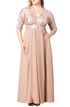 Kiyonna Women's Paris Sequined Pleated Gown In Rose Gold