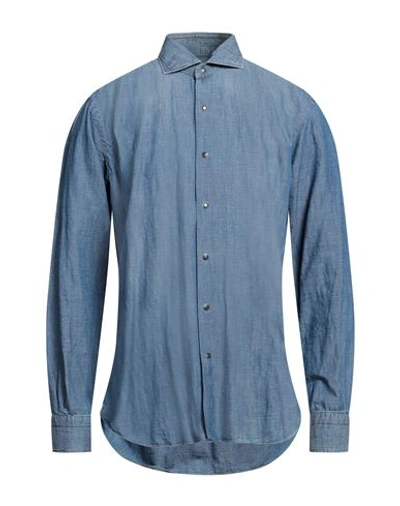 Barba Napoli Man Shirt Blue Size 15 ¾ Cotton, Linen