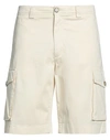 Woolrich Classic Cargo Short Man Shorts & Bermuda Shorts Ivory Size 35 Cotton, Elastane In White