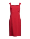 Twinset Woman Midi Dress Red Size 8 Polyester, Elastane In Red