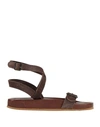 MOMA MOMA WOMAN SANDALS DARK BROWN SIZE 8 LEATHER