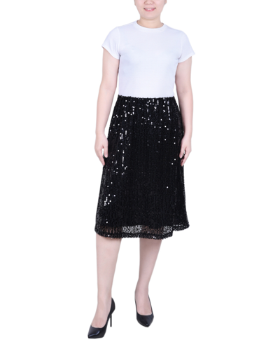 NY COLLECTION PETITE KNEE LENGTH SEQUINED SKIRT
