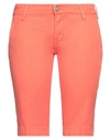 Jacob Cohёn Woman Shorts & Bermuda Shorts Orange Size 27 Cotton, Lyocell, Elastane