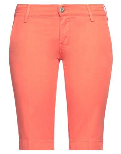 Jacob Cohёn Woman Shorts & Bermuda Shorts Orange Size 27 Cotton, Lyocell, Elastane