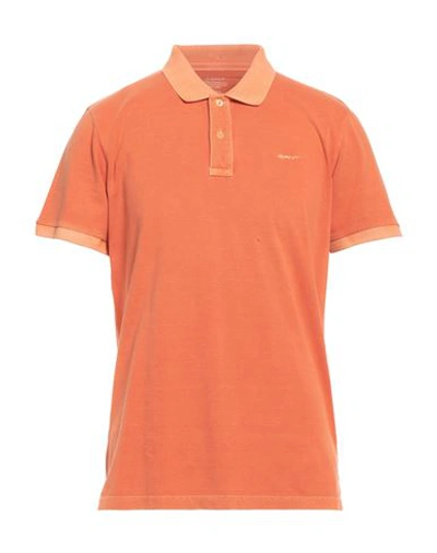 Gant Man Polo Shirt Orange Size M Cotton