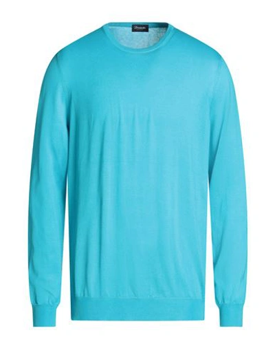 Drumohr Man Sweater Azure Size 44 Cotton In Blue