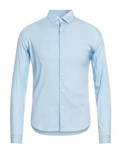 Sandro Man Shirt Sky Blue Size Xs Cotton, Polyamide, Elastane