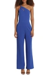 Donna Morgan Twisted One-shoulder Jumpsuit In Mazarine Blue