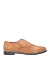 MOMA MOMA WOMAN LACE-UP SHOES CAMEL SIZE 12 LEATHER
