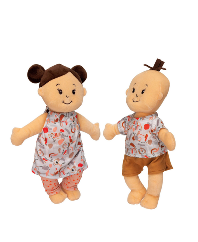 Manhattan Toy Company Wee Baby Stella Peach 12" Soft Toy Baby Twin Dolls In Multi