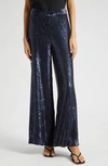 Twp Adieu Sequin Wide Leg Silk Pants In Midnight