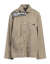 Dickies Woman Denim Shirt Beige Size L Polyester, Cotton In Beige