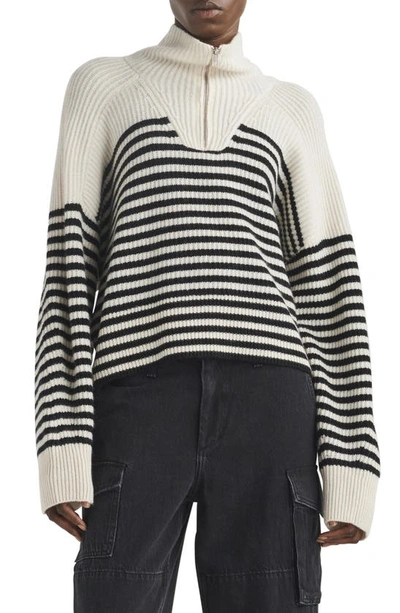 Rag & Bone Pierce Striped Cashmere Half-zip Sweater In Ivory Multi