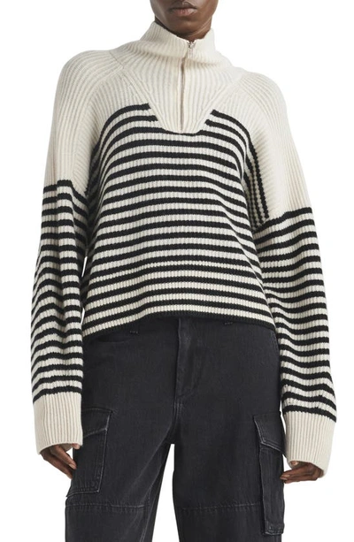 Rag & Bone Pierce Striped Cashmere Half-zip Sweater In Ivory/multi