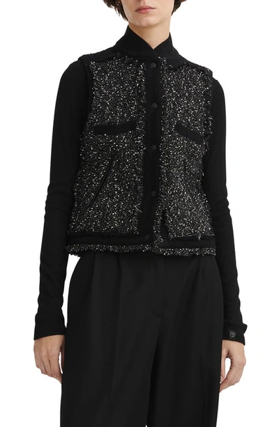 Rag & Bone Judith Sparkly Tweed Waistcoat In Black Multi