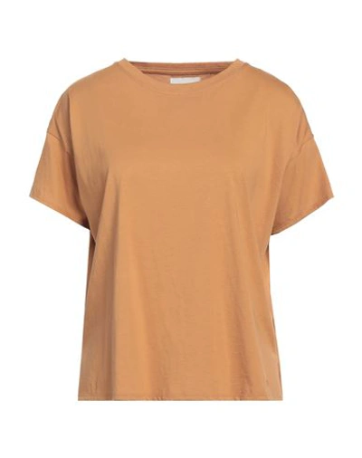 Loulou Studio Woman T-shirt Camel Size S Pima Cotton In Orange