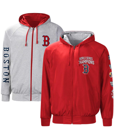 G-iii Sports By Carl Banks Men's  Red/gray Boston Red Sox Southpaw Reversible Raglan Hoodie Full-zip In Red,gray