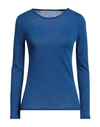 Majestic Filatures Woman T-shirt Blue Size 2 Cotton, Cashmere