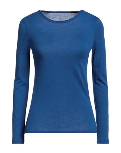 Majestic Filatures Woman T-shirt Blue Size 2 Cotton, Cashmere