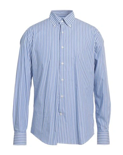 Alessandro Gherardi Man Shirt Azure Size 17 Cotton In Blue
