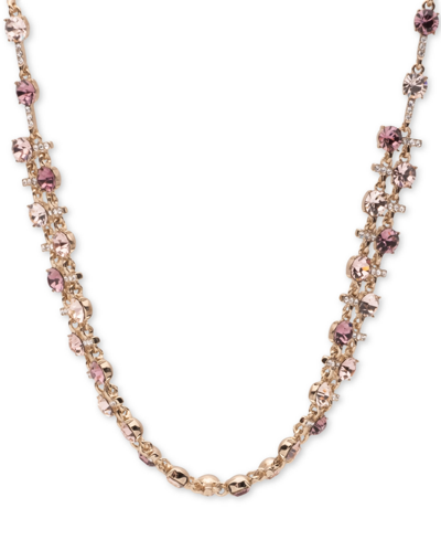 Givenchy Gold-tone Mixed Crystal Double-row Choker Necklace, 14" + 3" Extender In Lt,paspink
