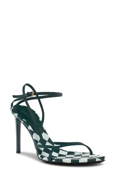Bottega Veneta Strappy Leather Bicolor Ankle-strap Sandals In Glacier/ Emerald Green
