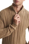 Reiss Camel Cable Knit Half-zip Funnel Neck Jumper