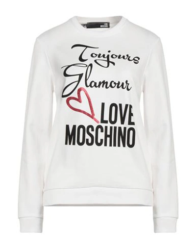 Love Moschino Woman Sweatshirt White Size 6 Cotton, Elastane