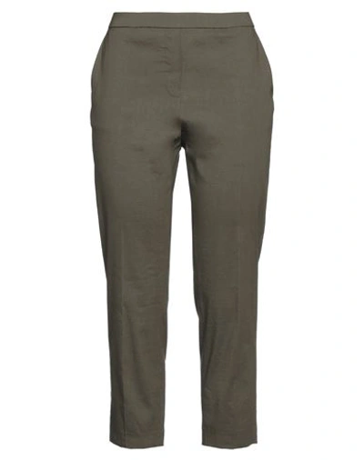Theory Woman Pants Military Green Size 0 Linen, Viscose, Elastane, Cotton In Green