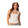 Edikted Isabetta Tie Front Knit Tank Top In White