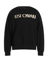 Just Cavalli Man Sweatshirt Black Size Xl Cotton, Elastane In Black