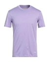 White Over Man T-shirt Light Purple Size M Cotton