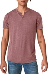 LUCKY BRAND VENICE BUTTON NECK COTTON BLEND T-SHIRT