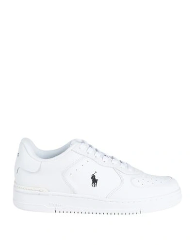 Polo Ralph Lauren Masters Court Leather Trainer Man Trainers White Size 9 Soft Leather, Synthetic Fi