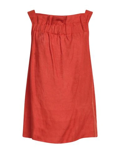 Clips Woman Top Rust Size Xl Linen In Red