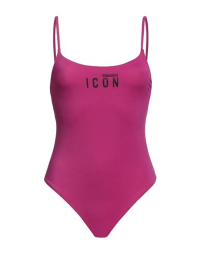 Dsquared2 Woman One-piece Swimsuit Purple Size 2 Polyamide, Elastane In Purple